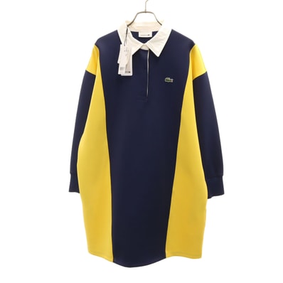 未使用 LACOSTE ラコステ 長袖 ラガー シャツワンピース L ネイビー