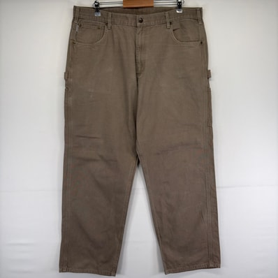 古着 カーハート Carhartt パンツ キャンバス ワンポイントロゴ ダック 作業着 ワーク ペインター w40 L32 ベージュ メンズ
