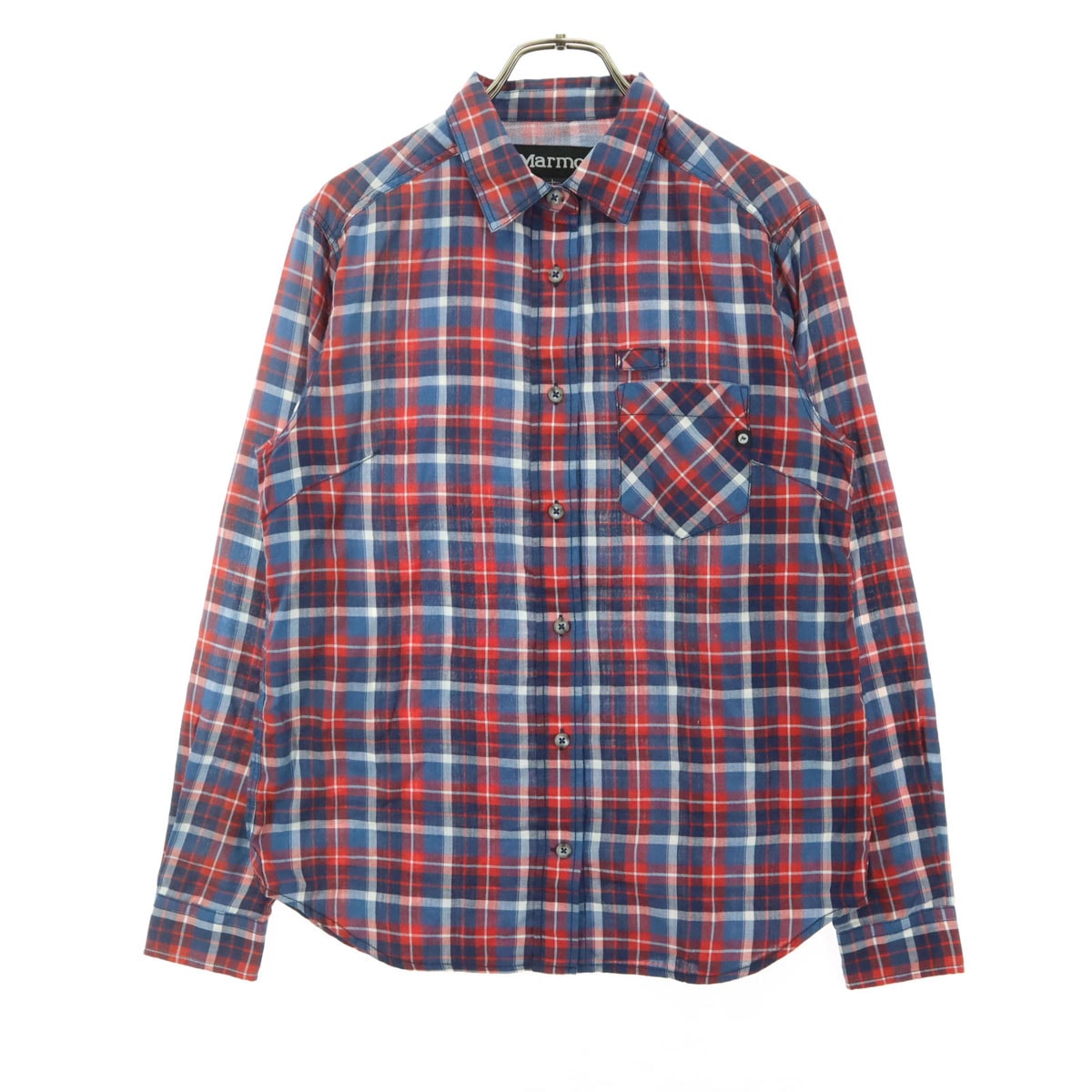 美品 MARMOT マーモット チェック柄 長袖 シャツ L レッド