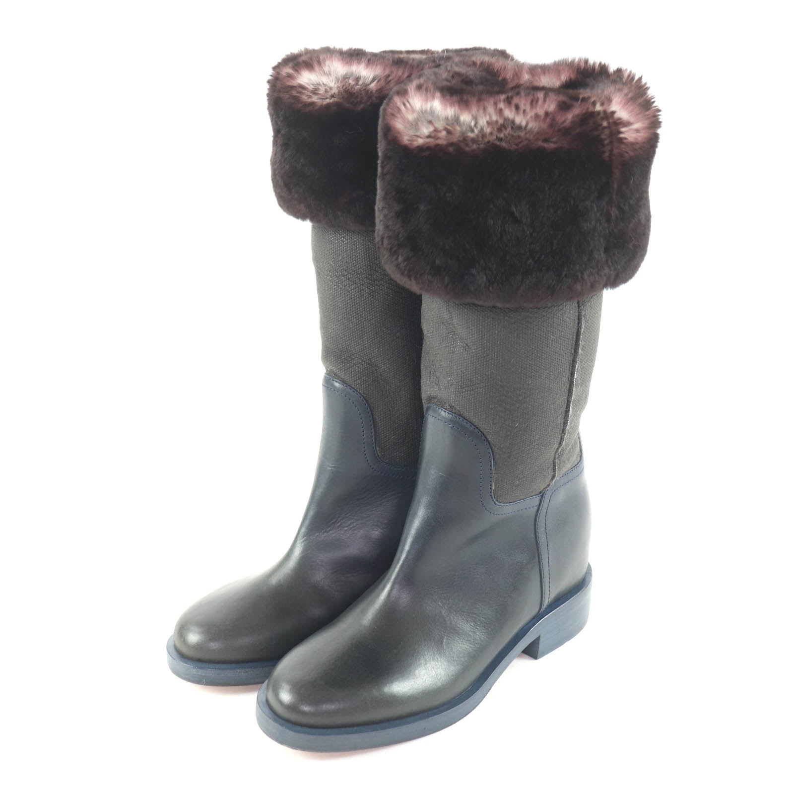 美品 シャネル ロングブーツ ブラウン レディース 35.5