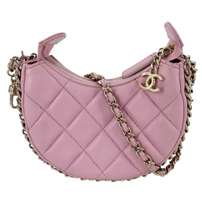 CHANEL シャネル ショルダーバッグ マトラッセ ミニホーボー ミニチェーンショルダーバッグ ポシェット 斜め掛け ラムスキン ピンク ゴールド金具 レディース【中古品】