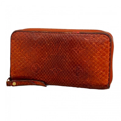 【6dd5407-k】ルイヴィトン 長財布 モノグラム エキゾチックレザー ジッピーウォレット N91448 パイソン オレンジ【中古】レディース