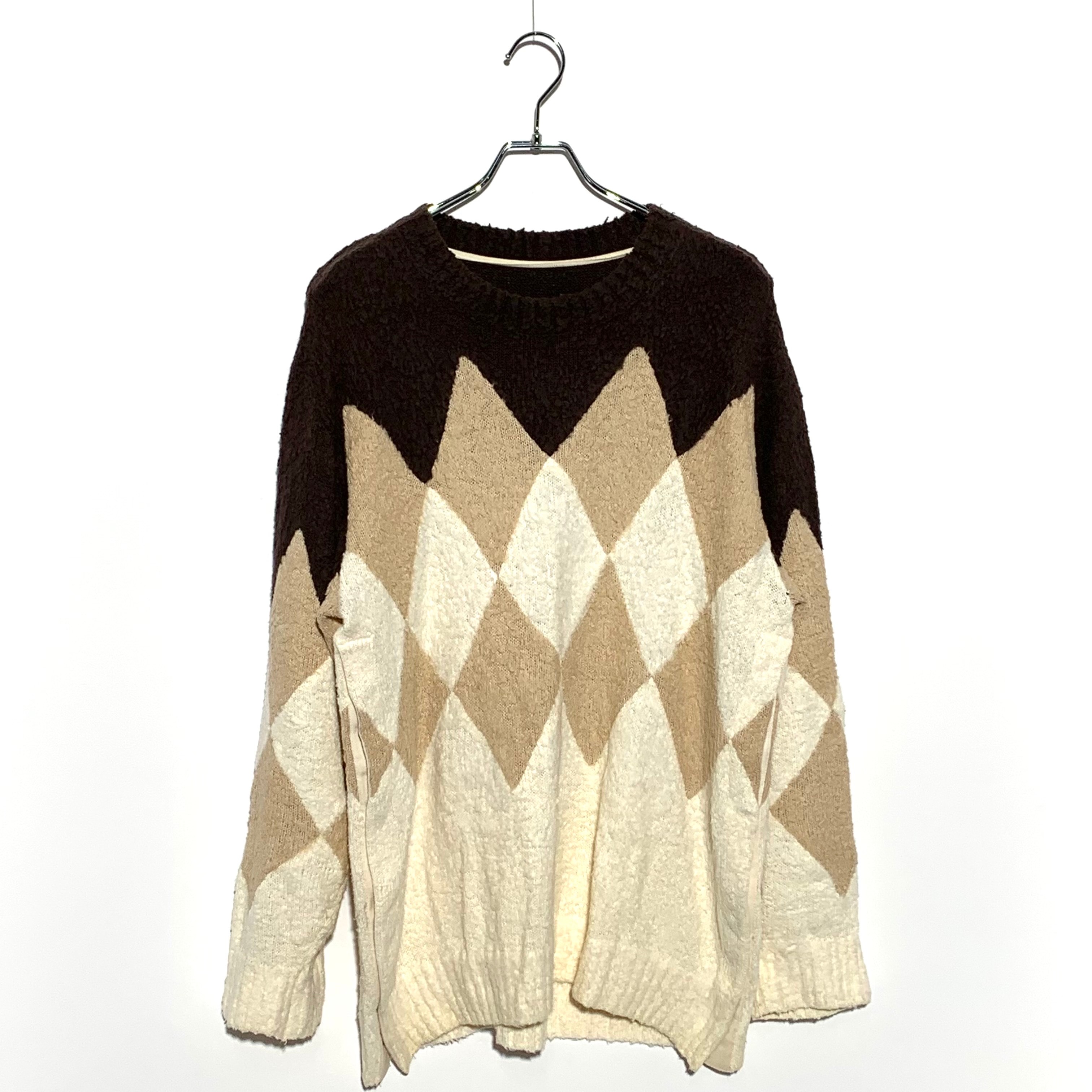 sacai 23SS Jacquard Argyle Knit brown×beige