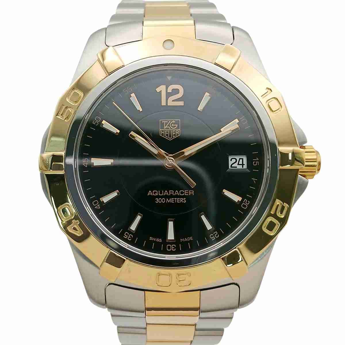 TAG HEUER タグホイヤー アクアレーサー デイト 300M 42mm クオーツ 腕時計 WAF1123.BB0807 ステンレススチール シルバー ゴールド ブラック クオーツ  メンズ【中古】
