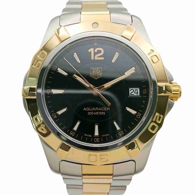 TAG HEUER タグホイヤー アクアレーサー デイト 300M 42mm クオーツ 腕時計 WAF1123.BB0807 ステンレススチール シルバー ゴールド ブラック クオーツ メンズ【中古】