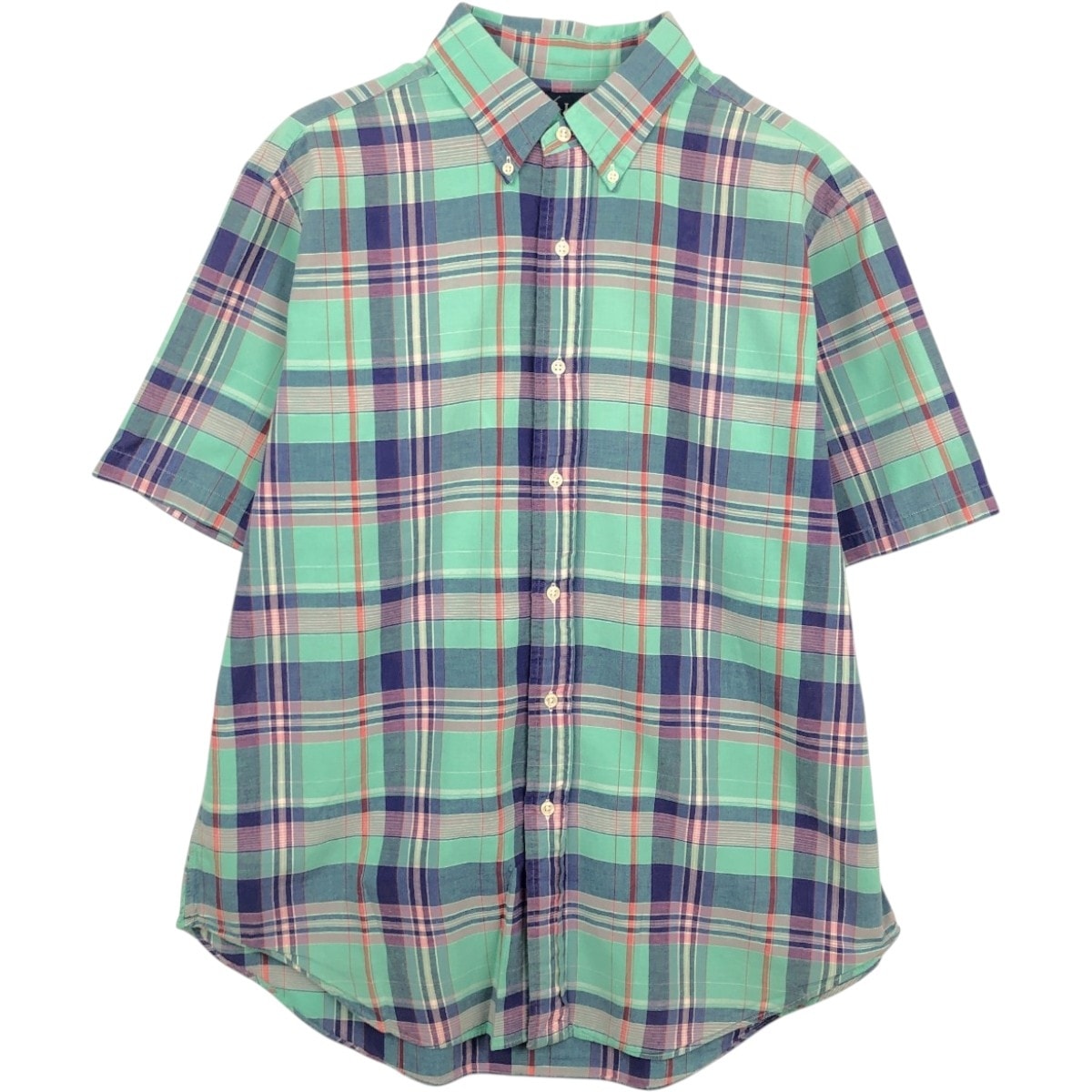古着 ラルフローレン Ralph Lauren CLASSIC FIT クラシックフィット マドラスチェック 半袖 ボタンダウン チェックシャツ メンズL相当/eaa668589