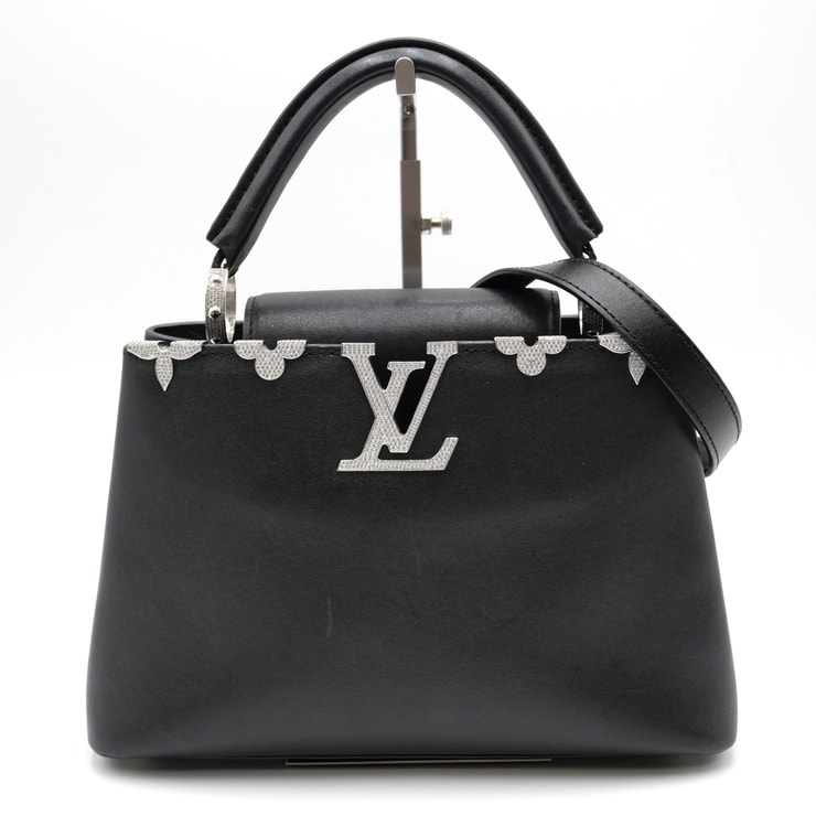 LOUIS VUITTON(ルイ・ヴィトン)パルナセア カプシーヌ BB ハンドバッグ ショルダーバッグ 2WAY ブラック レザー モノグラムフラワー ストーン装飾 シルバー金具 レディース M51783【中古】