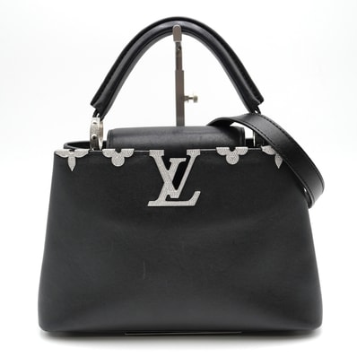 LOUIS VUITTON(ルイ・ヴィトン)パルナセア カプシーヌ BB ハンドバッグ ショルダーバッグ 2WAY ブラック レザー モノグラムフラワー ストーン装飾 シルバー金具 レディース M51783【中古】