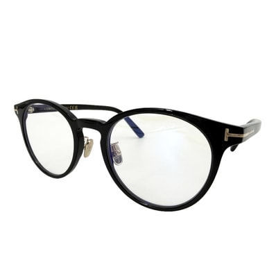 TOM FORD トムフォード サングラス 眼鏡 アイウェア ブルーライトカット 伊達メガネ TF5996 ブラック 黒 ゴールド金具 ユニセックス 美品【中古品】