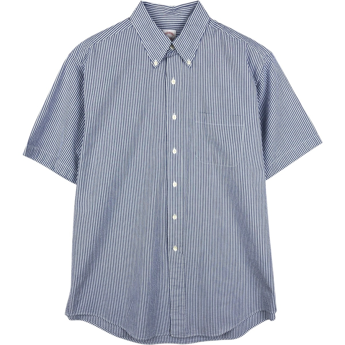 古着 ブルックスブラザーズ Brooks Brothers Est.1818 シアサッカー 半袖 ボタンダウン ストライプシャツ メンズL相当/eaa644941