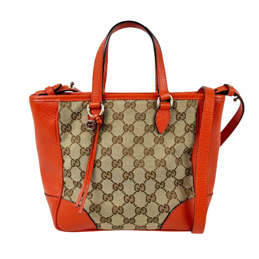 グッチ GUCCI ショルダーバッグ ハンドバッグ GGキャンバス/レザー オレンジ/ブラウン レディース 449241【中古】 z11151