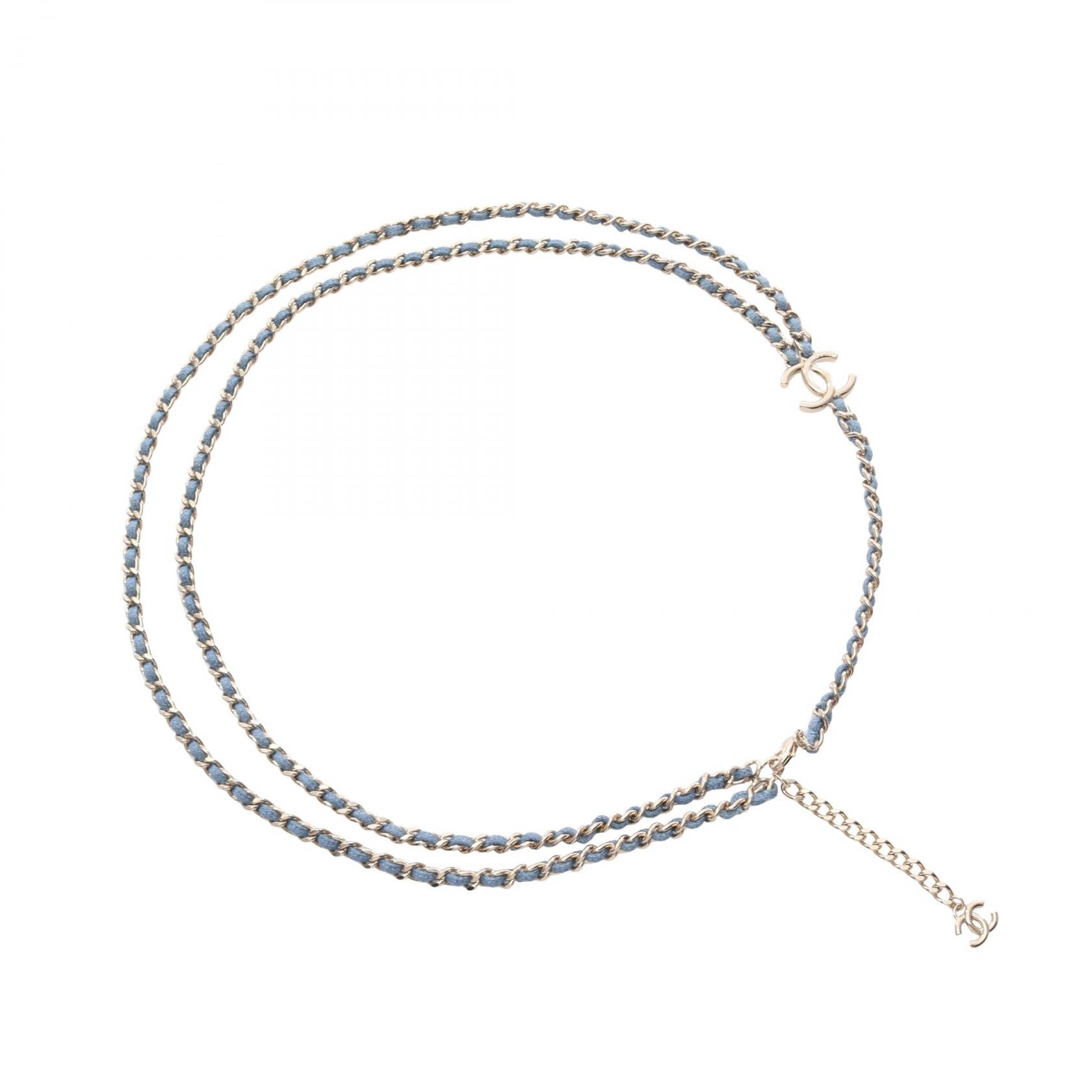 シャネル CHANEL ココマーク チェーンベルト 825P ベルト 衣料品 デニム GP レディース ゴールド系 / ブルー系 AB1-163 【中古】