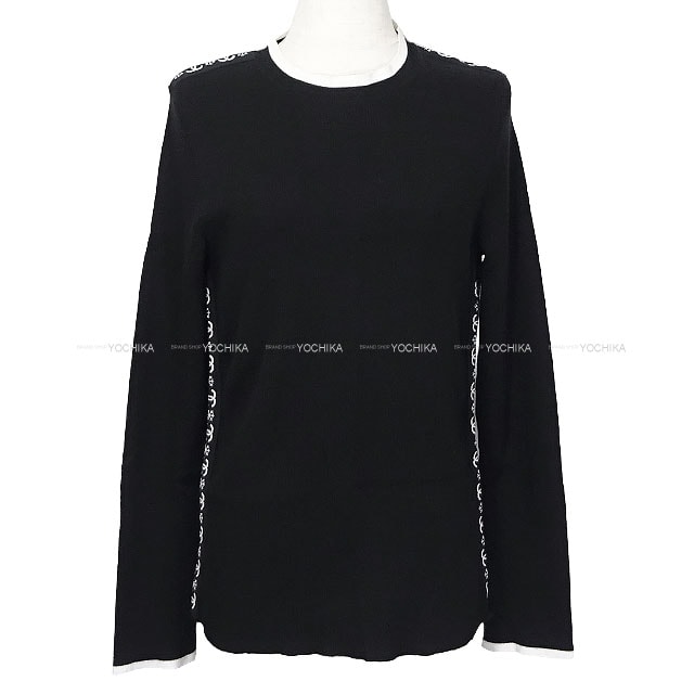 CHANEL シャネル ニット 長袖 ニット サイド バイカラー スノーフレーク ココマーク 黒 (ブラック)/白 (ホワイト) カシミヤ #44 P62228 新品未使用
