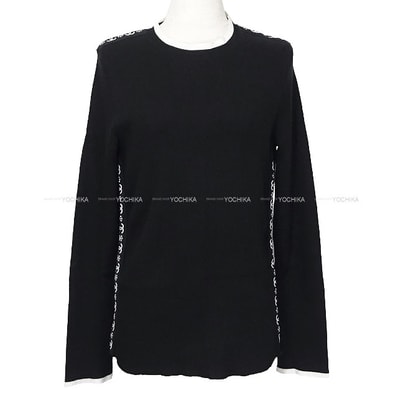 CHANEL シャネル ニット 長袖 ニット サイド バイカラー スノーフレーク ココマーク 黒 (ブラック)/白 (ホワイト) カシミヤ #44 P62228 新品未使用