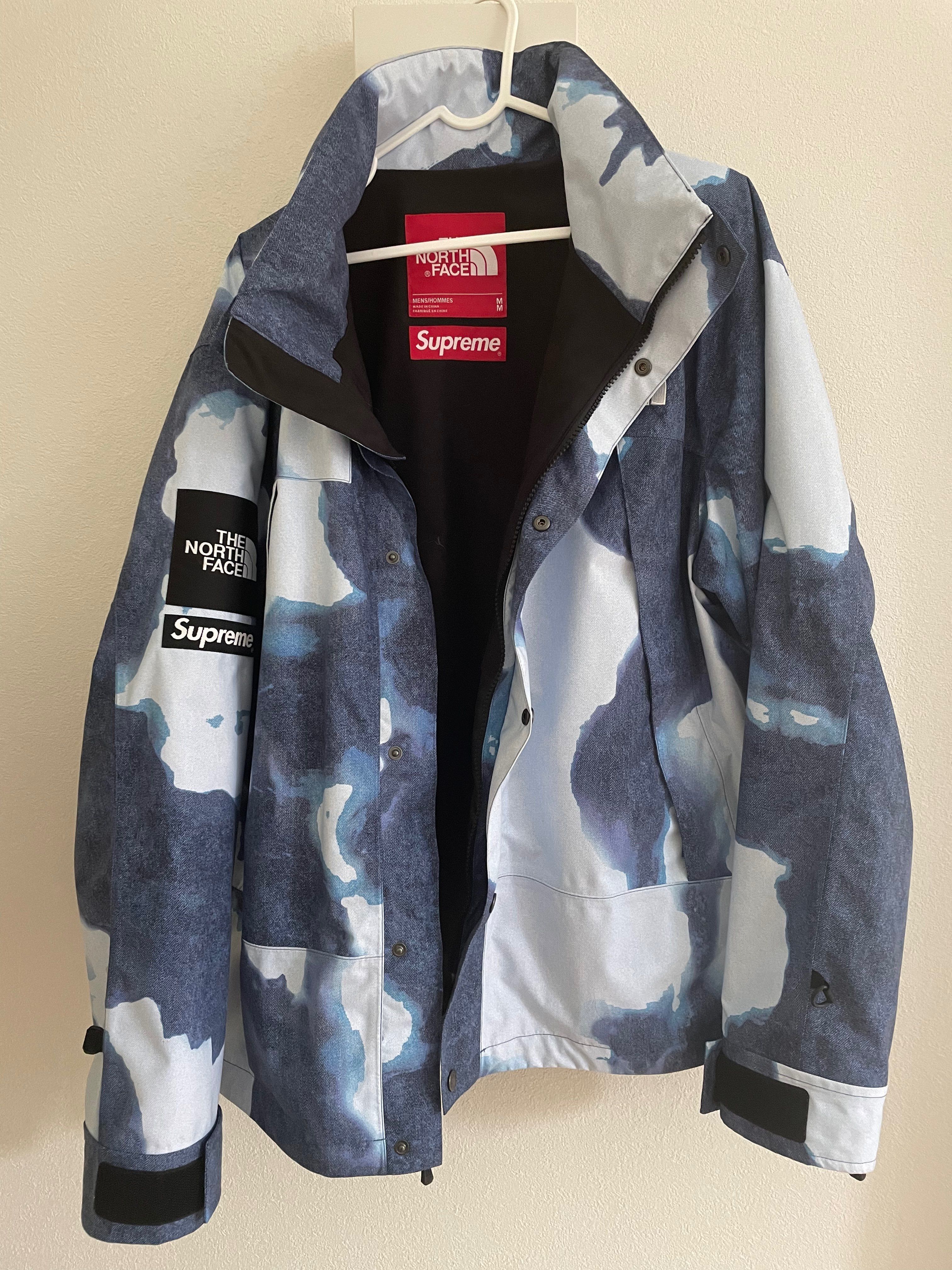 Supreme x The North Face Bleached Denim Print Mountain Jacket "Indigo"