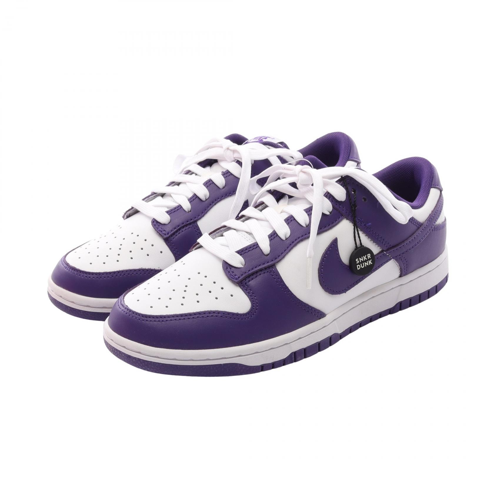 ナイキ NIKE DUNK LOW RETRO スニーカー 靴 レザー メンズ パープル系 / ホワイト系 DD1391-104 【中古】