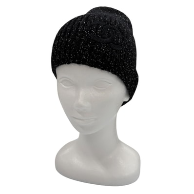 極美品 シャネル ニットキャップ ブラック レディース AAB710