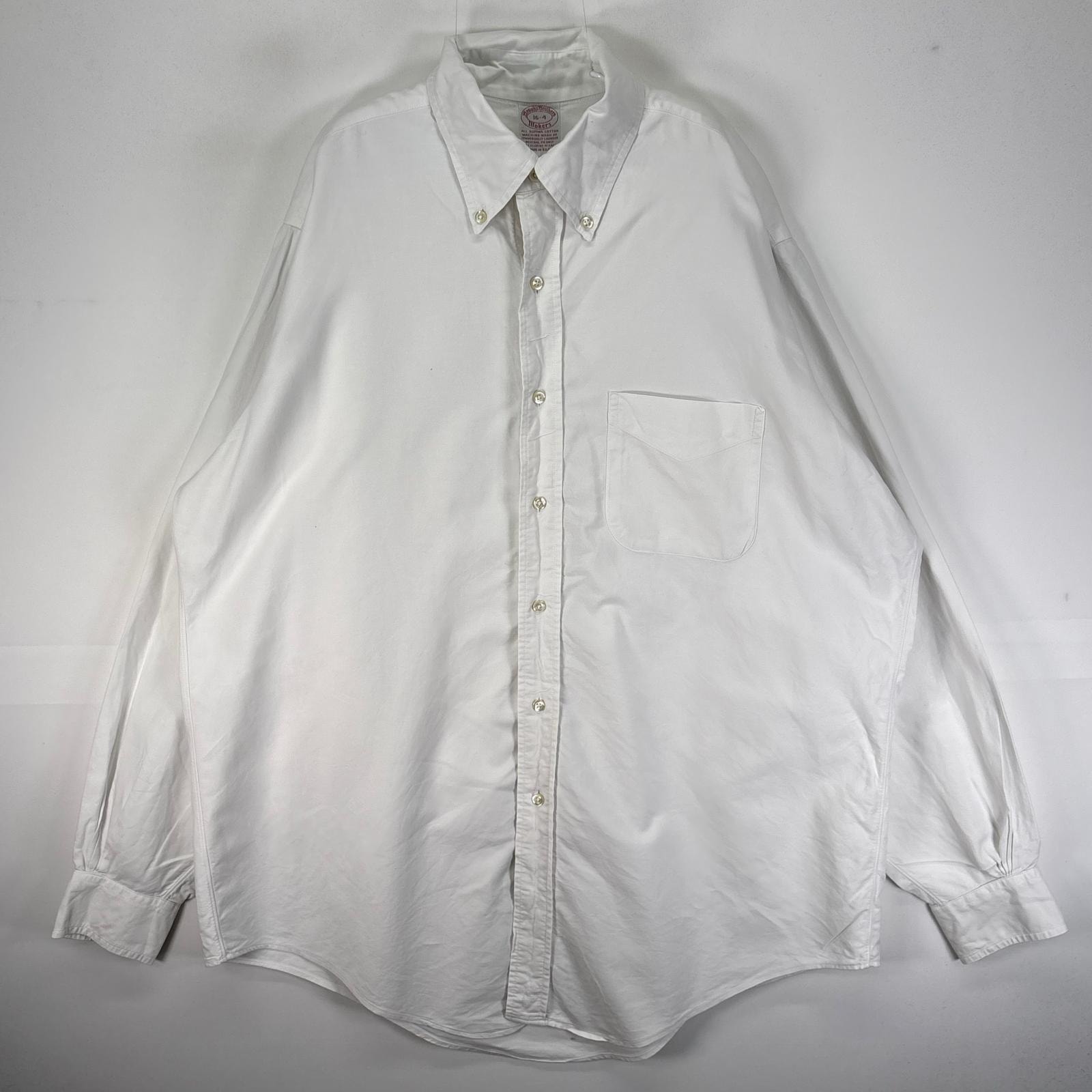 古着 90's/90年代 ヴィンテージ ブルックスブラザーズ Brooks Brothers 長袖シャツ ボタンダウン Makers L  ホワイト系 無地 メンズ