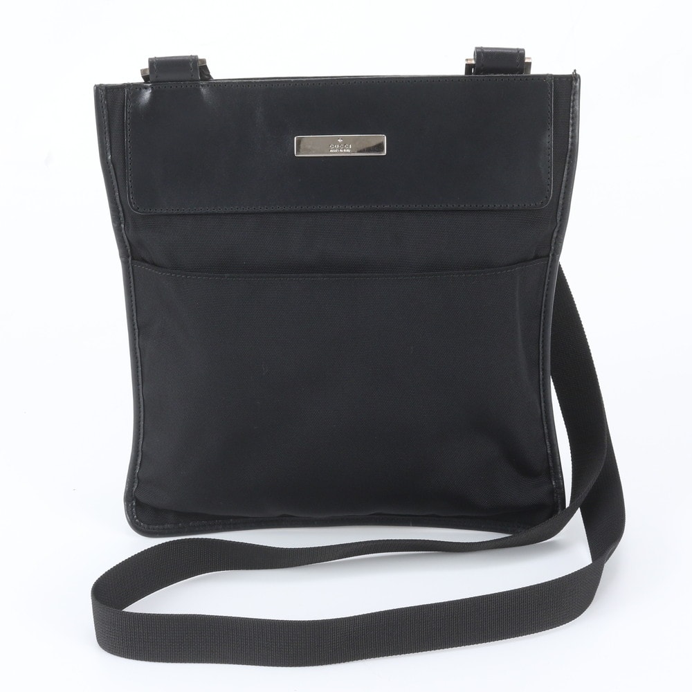 ■美品 グッチ019 0348 ショルダーバッグ レザー×ナイロン