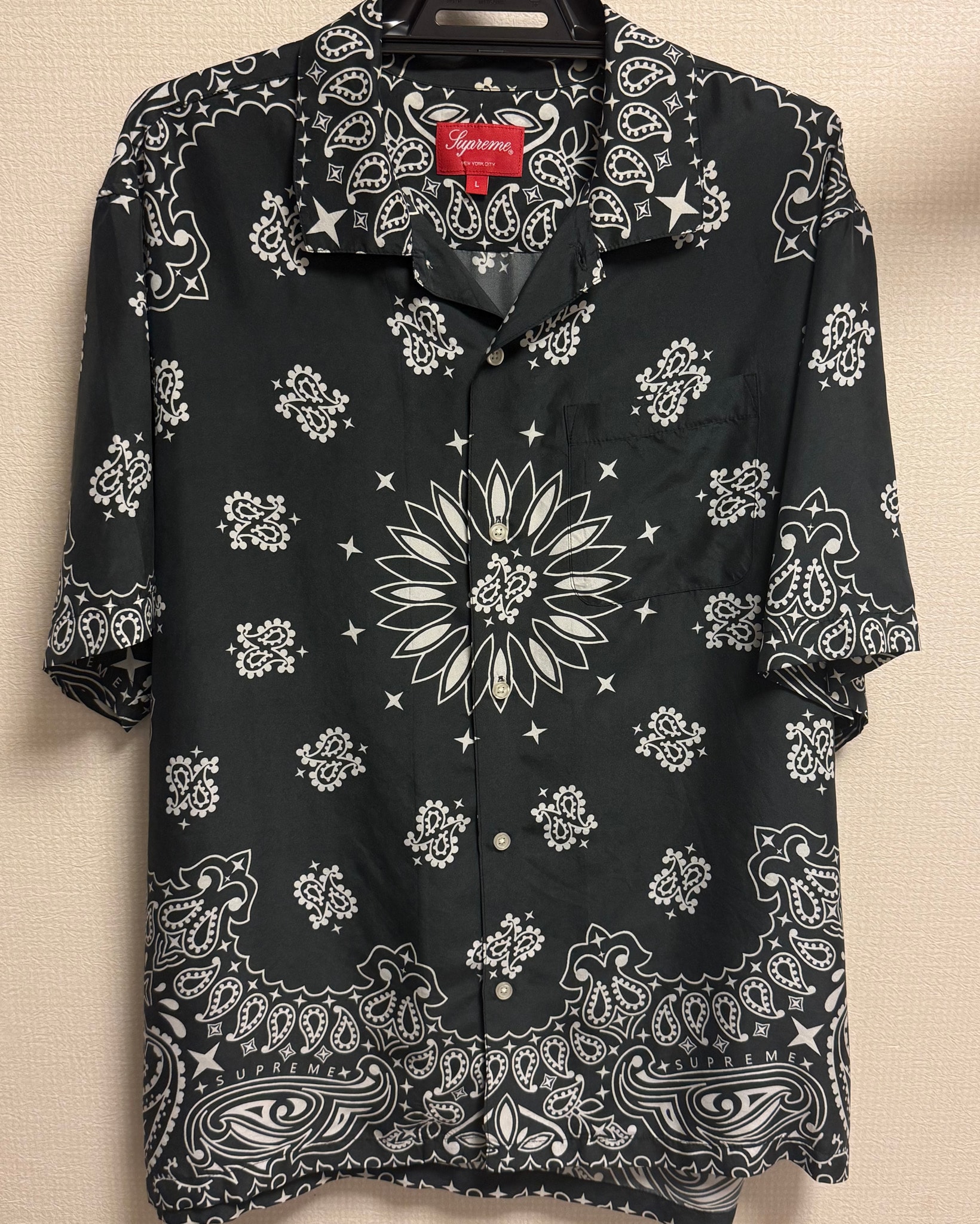 Supreme Bandana Silk S/S Shirt "Black"