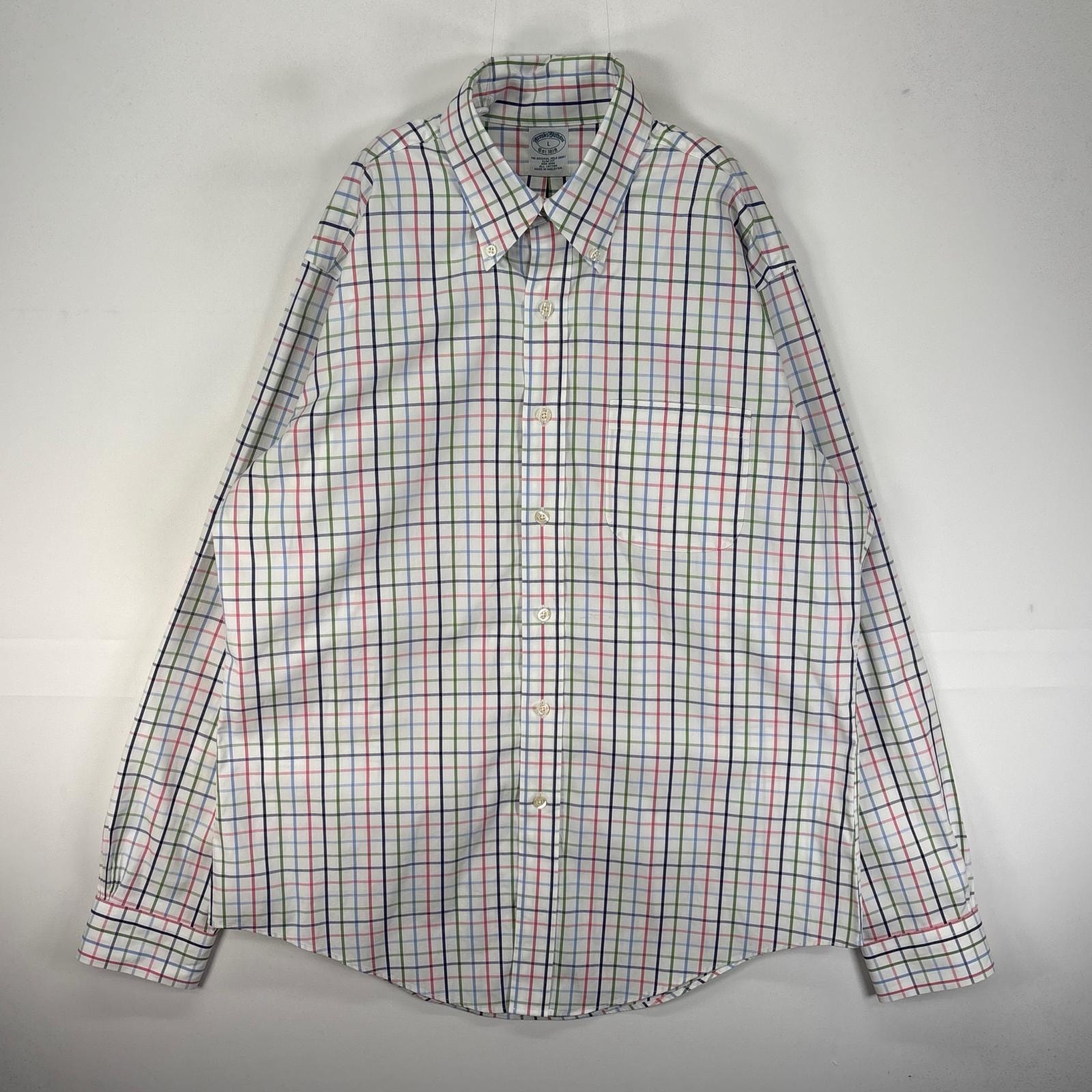 古着 ブルックスブラザーズ Brooks Brothers 長袖シャツ ボタンダウン L  ホワイト系 チェック メンズ