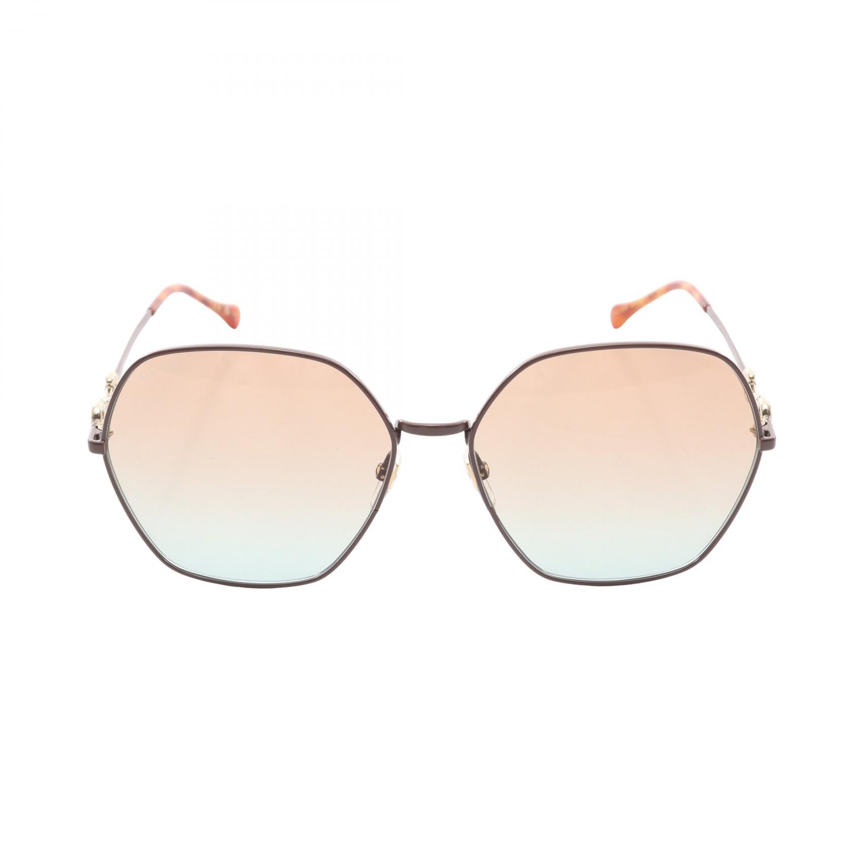 グッチ GUCCI ヘキサゴン サングラス 衣料品 メタル レディース ブラウン系 GG1335S004 【新品】