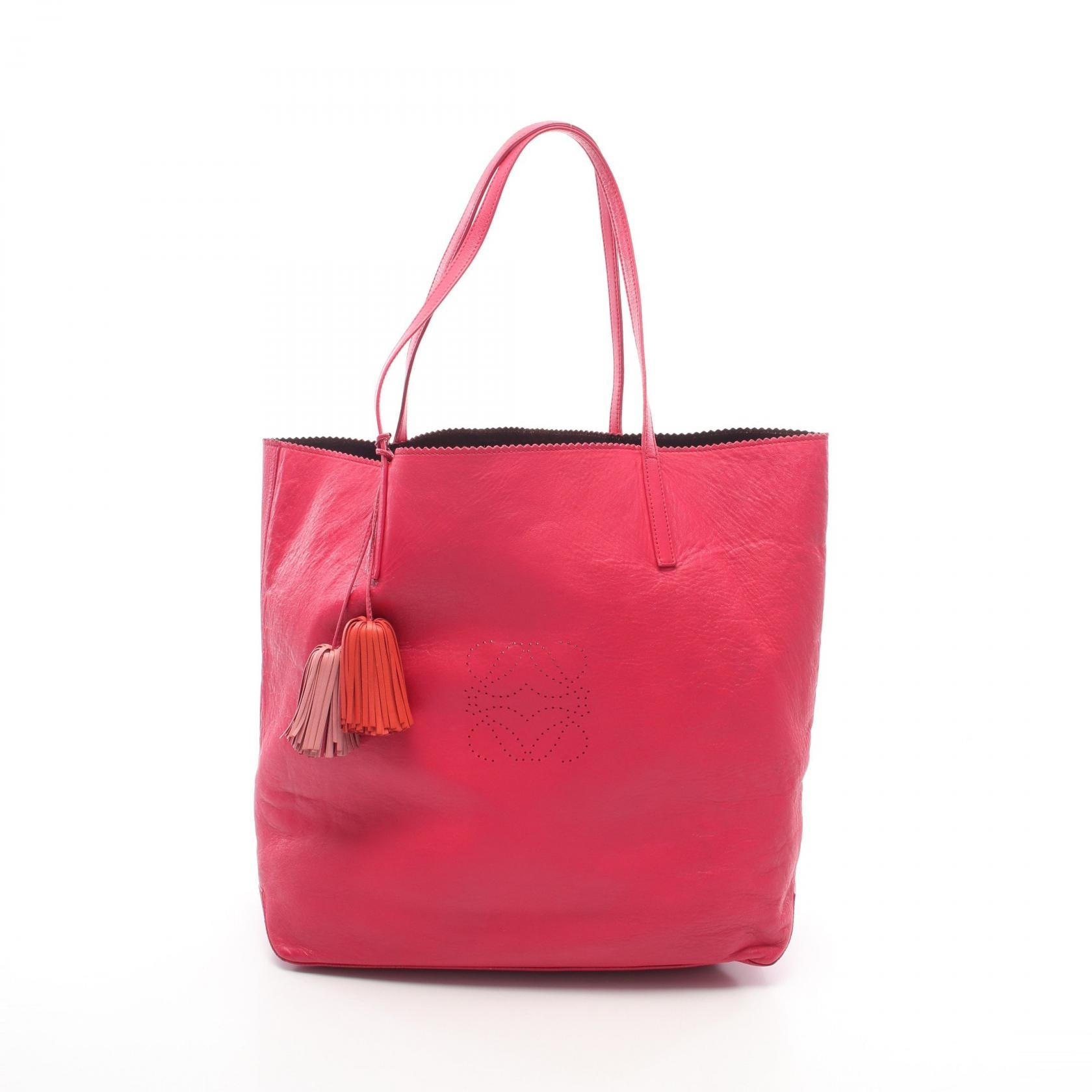 ロエベ LOEWE アナグラム トートバッグ バッグ レザー レディース ピンク系 【中古】