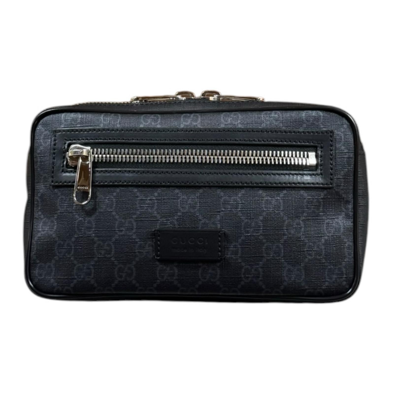 グッチ シェリーライン ボディバッグ GGスプリームキャンバス 474293 ブラック メンズ GUCCI 中古