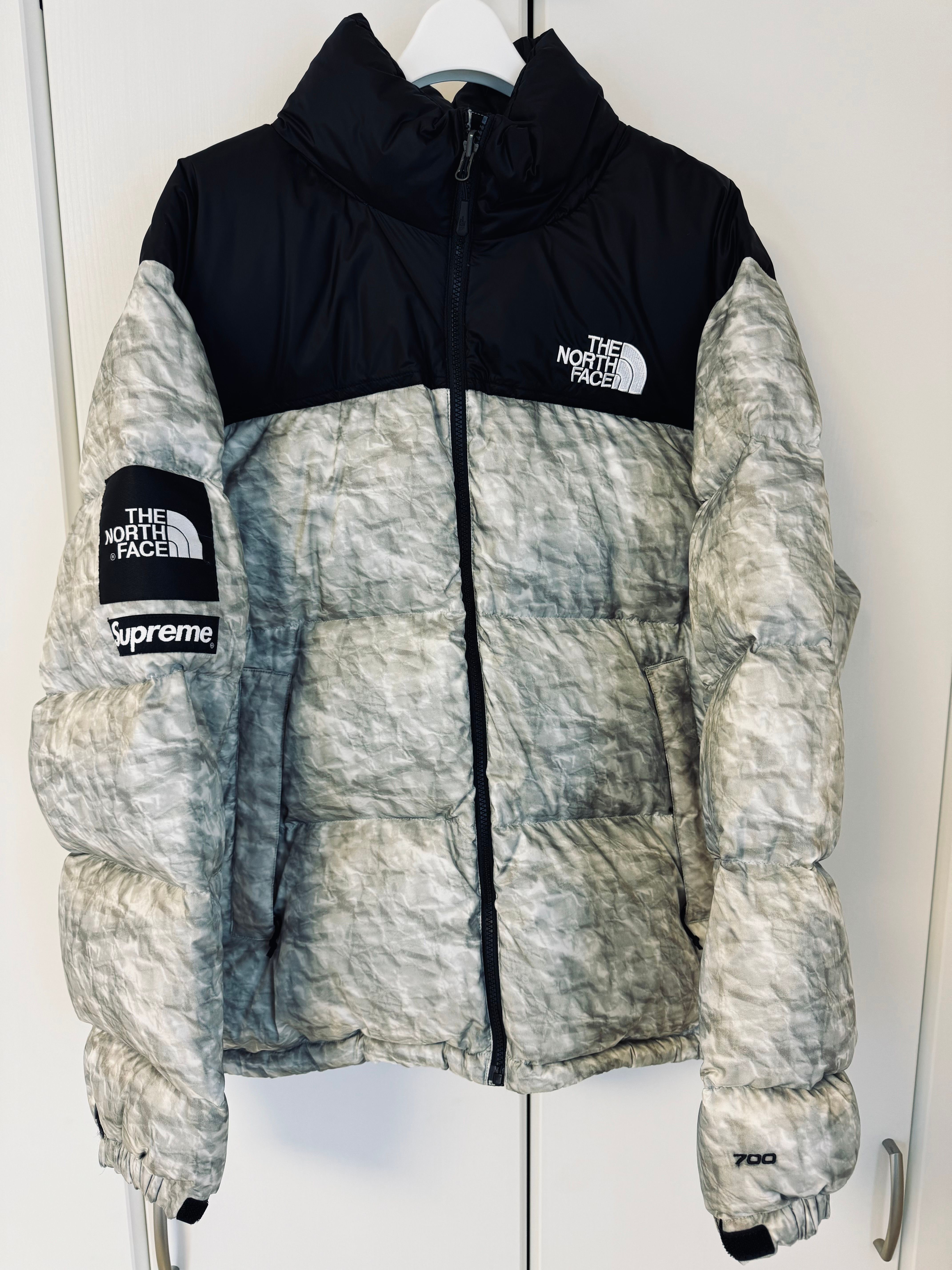 Supreme x The North Face Nuptse Jacket "White Paper Print"