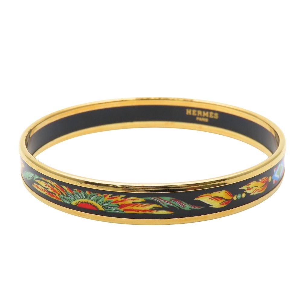 【中古】 エルメス ブレスレット エマイユPM エナメル メタル マルチカラー ブラック ゴールド金具 七宝焼き アクセサリー レディース 女性 HERMES