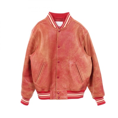 シュプリーム Supreme PAINTED WORM LEATHER VARSITY JACKET スタジャン 衣料品 アウター レザー メンズ レッド系 【中古】