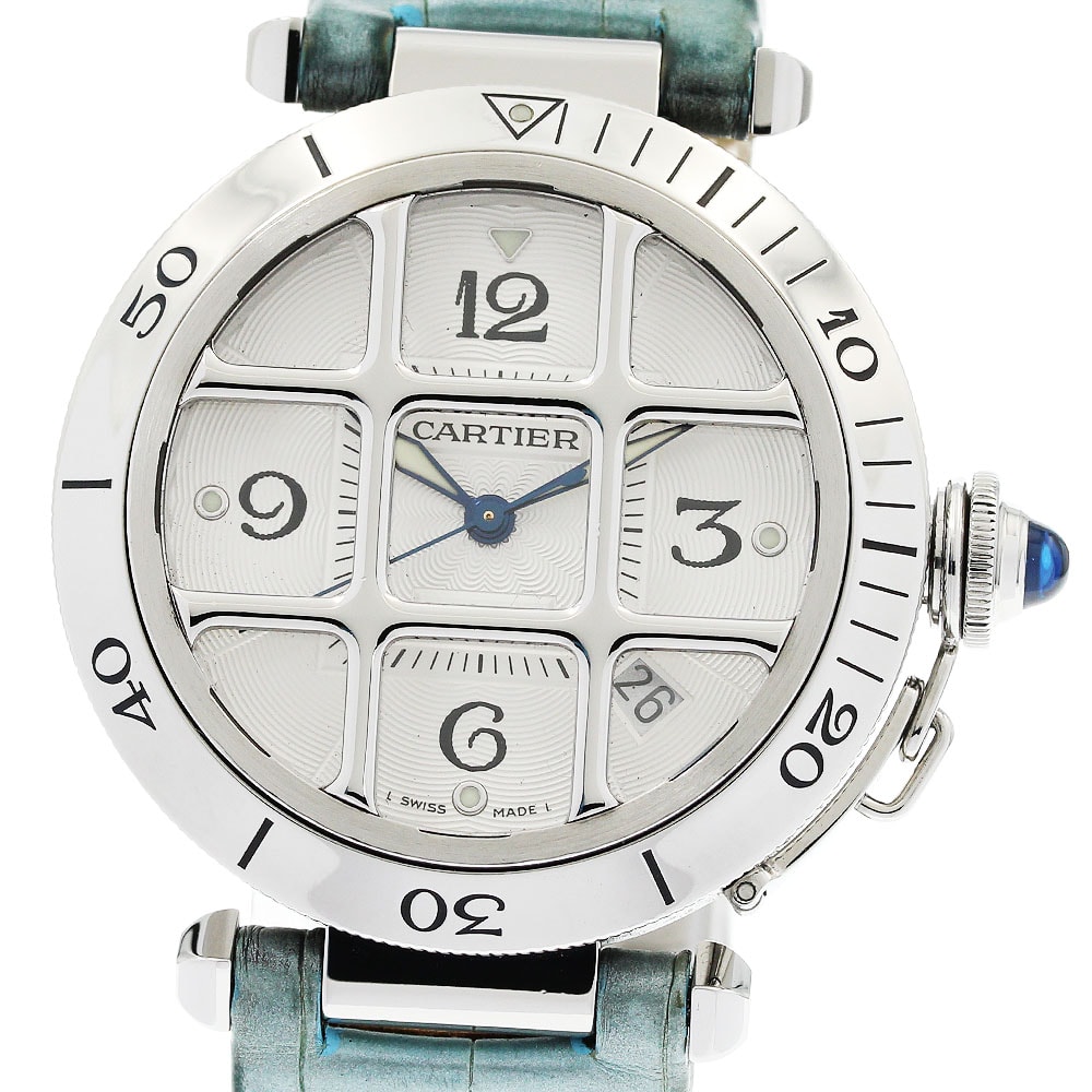 カルティエ パシャグリッド デイト W3104055 メンズ 【中古】