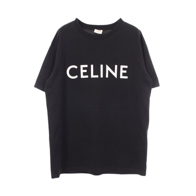 セリーヌ CELINE ルーズ ジャージ ロゴプリント 半袖Tシャツ 衣料品 トップス コットン メンズ ブラック系 2X681671Q 【中古】
