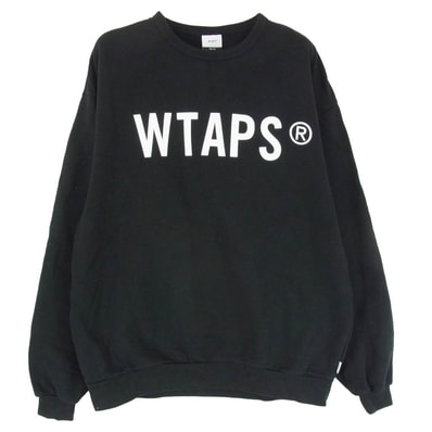 WTAPS ダブルタップス スウェット 202ATDT-CP01S WTVUA ロゴ プリント クルーネック スウェット ブラック系 X05【中古】