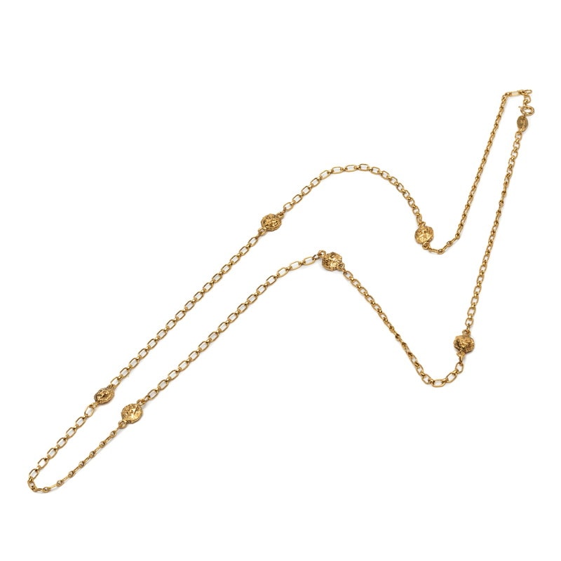 シャネル ライオン モチーフ ロング チェーン ネックレス ゴールド メッキ レディース CHANEL 【中古】