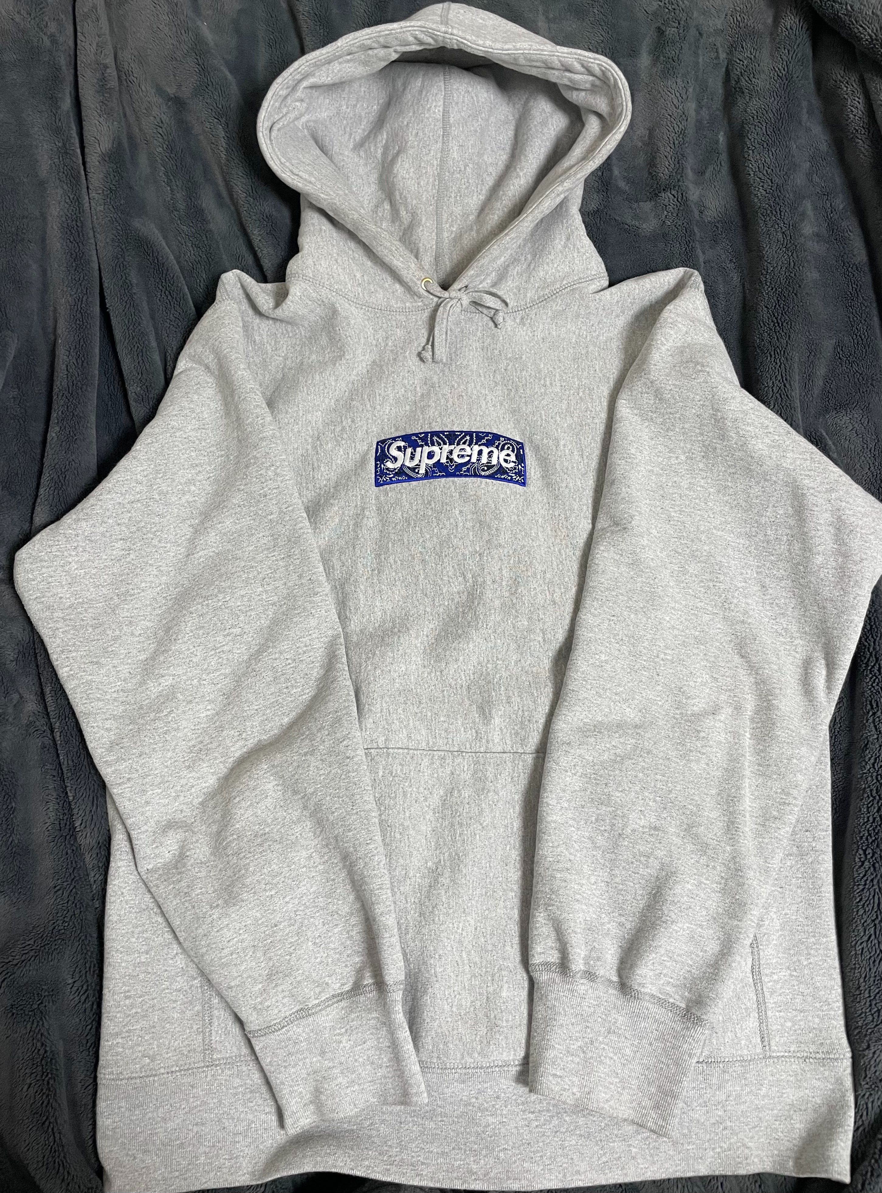 Supreme Bandana Box Logo Hooded Sweatshirt "Grey"