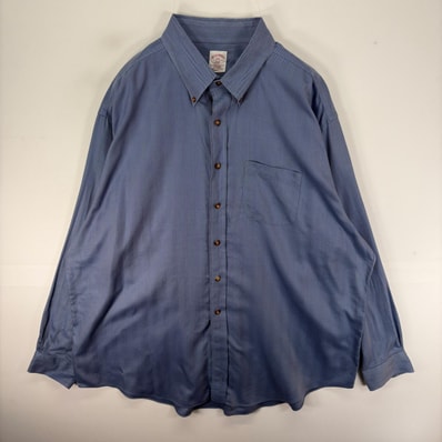 古着 ブルックスブラザーズ Brooks Brothers ヘリンボーン 長袖シャツ 346 ボタンダウン 大きいサイズ 2XL ブルー系 メンズ