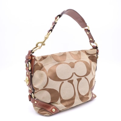 COACH コーチ シグネチャー カーリー ショルダーバッグ 10619 ショルダーバッグ ベージュ ブラウン ゴールド シグネチャー レディース