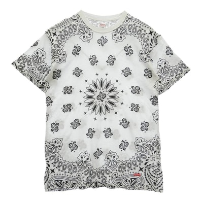 Supreme シュプリーム 22AW x Hanes ヘインズ Bandana Tagless Tees バンダナ柄 タグレス 半袖 Tシャツ ホワイト系 M【中古】