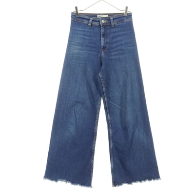 ZARA ザラ カットオフ ワイドデニムパンツ 38 ブルー