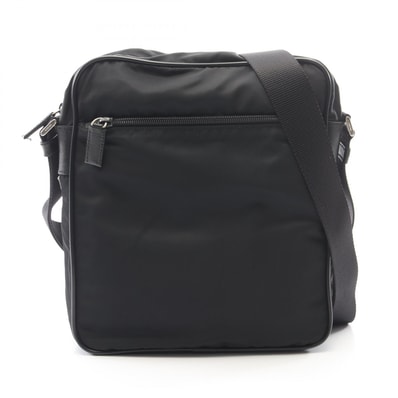 プラダ PRADA トライアングルロゴ ショルダーバッグ バッグ ナイロン サフィアーノレザー レディース ブラック系 【中古】