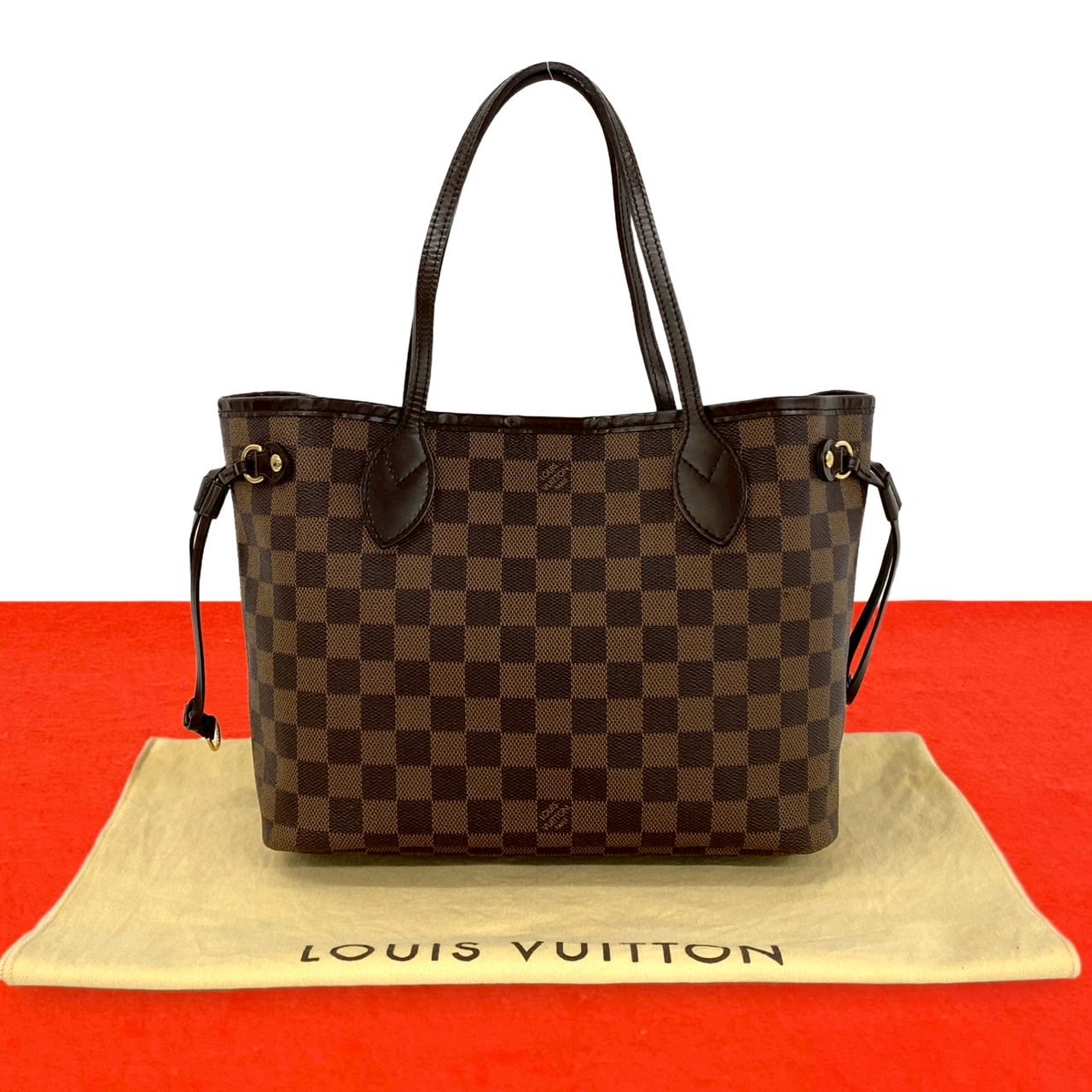 LOUIS VUITTON ルイヴィトン ネヴァーフル PM ダミエ レザー PVC トートバッグ ブラウン
 19543
