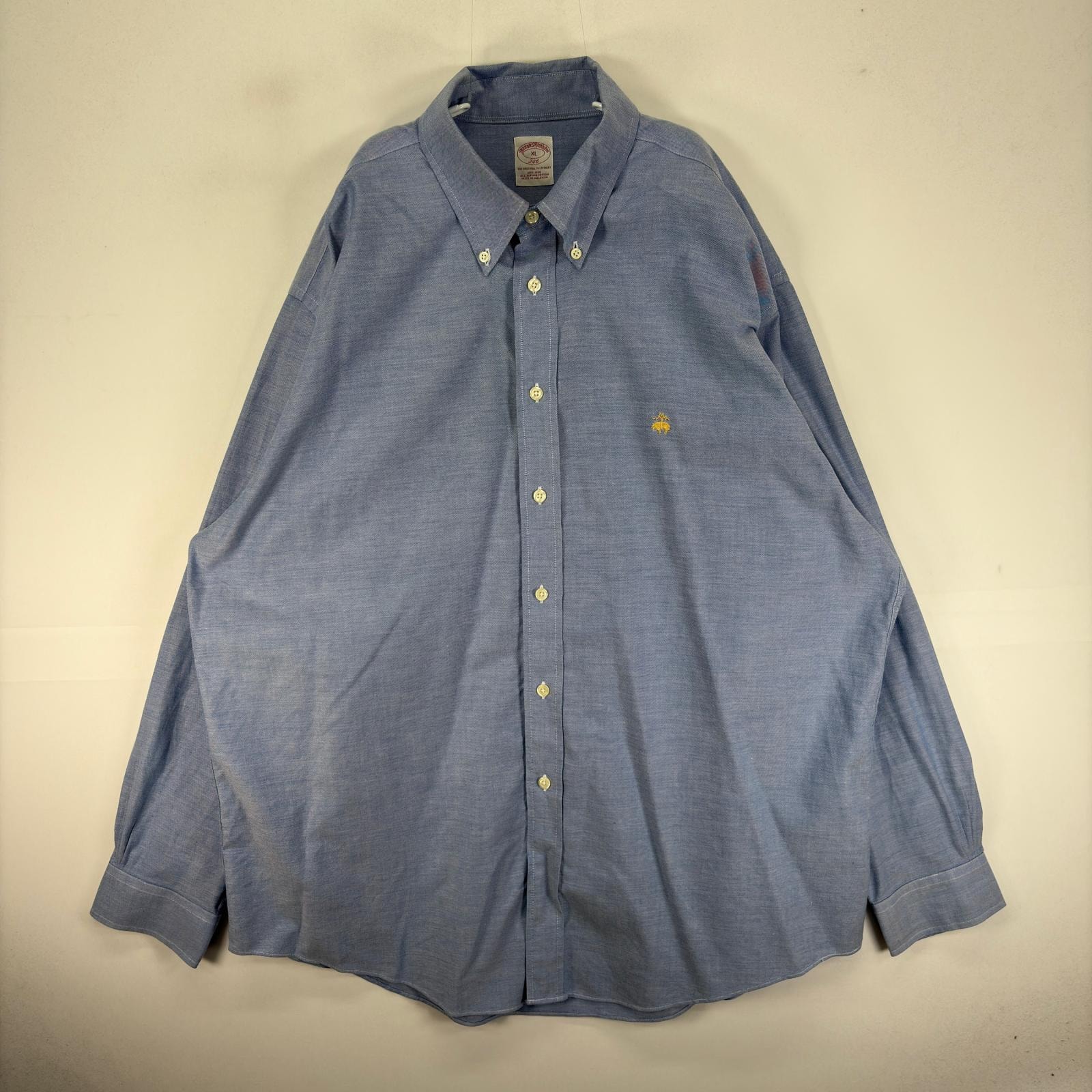 古着 ブルックスブラザーズ Brooks Brothers 長袖シャツ ボタンダウン ワンポイント XL  ブルー系 無地 メンズ