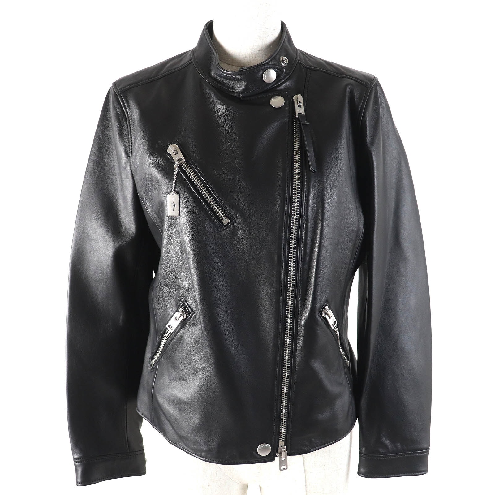 極美品 コーチ
 ライダースジャケット アップタウンレーサージャケット ブラック レディース S F33830