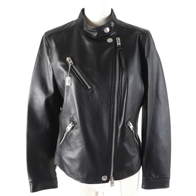 極美品 コーチ
ライダースジャケット アップタウンレーサージャケット ブラック レディース S F33830