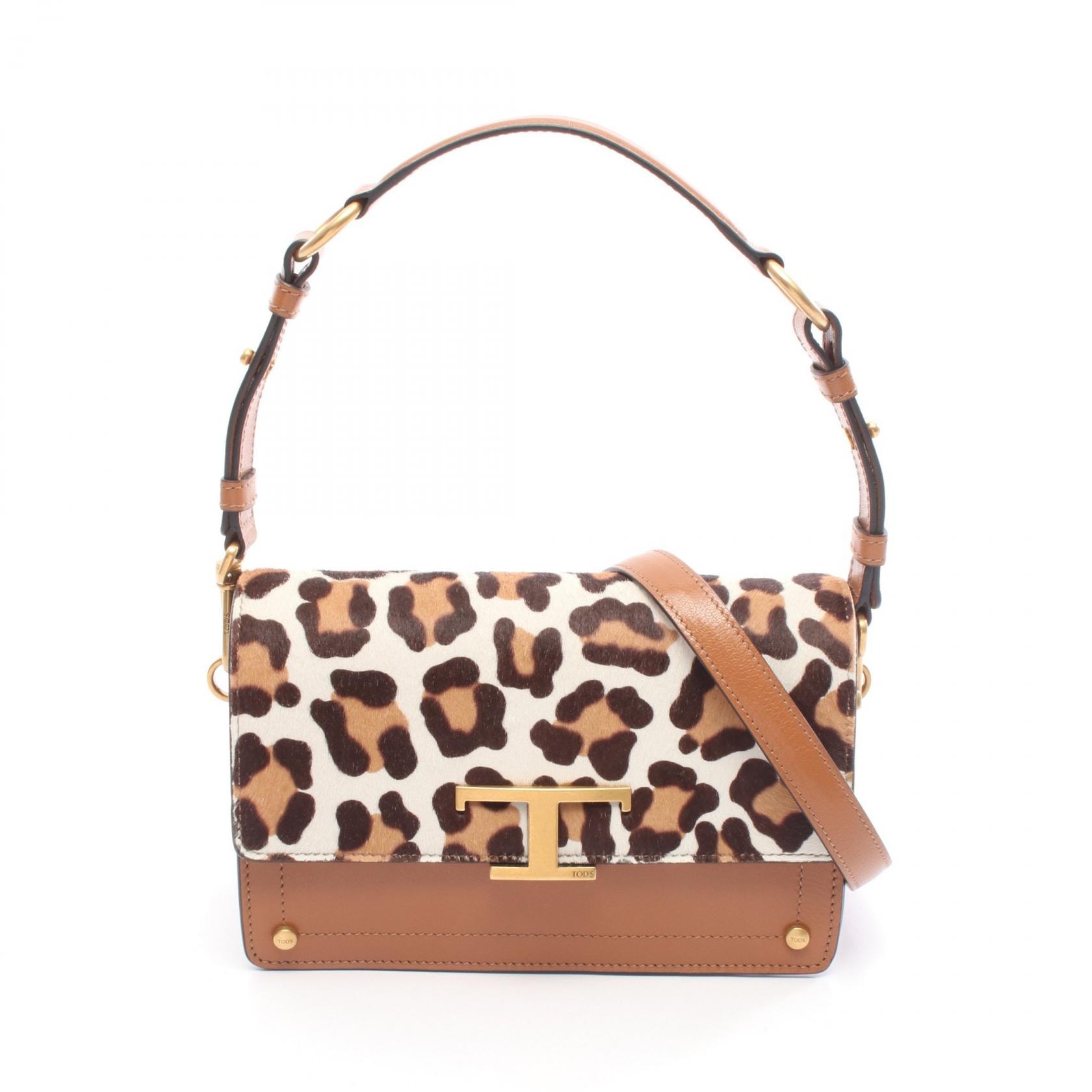 トッズ TOD'S Tタイムレス ショルダーバッグ バッグ レザー レザー レディース ブラウン系 【中古】