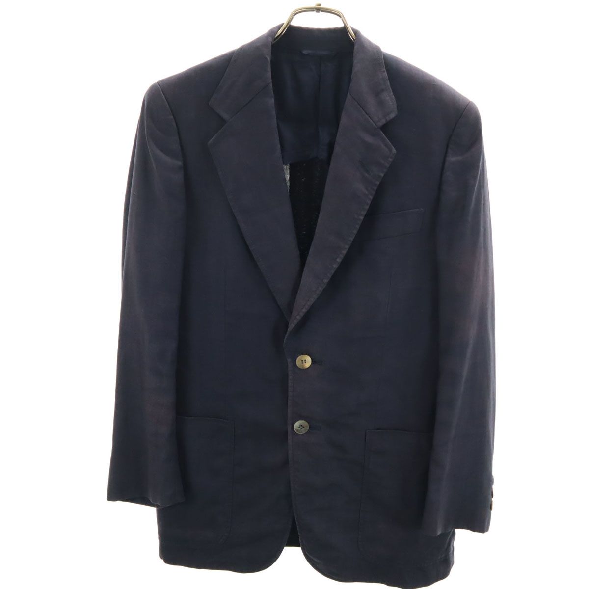 Christian Dior クリスチャンディオール 90s オールド リネンブレンド テーラードジャケット S ネイビー