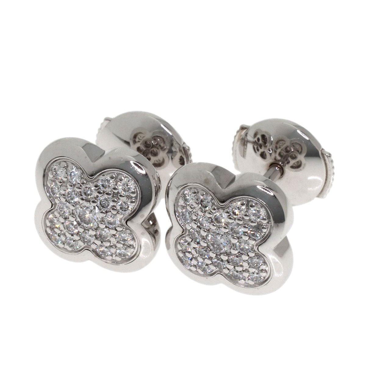 Van Cleef & Arpels ヴァンクリーフ&アーペル ピュア アルハンブラ ダイヤモンド ピアス K18WG レディース [中古]