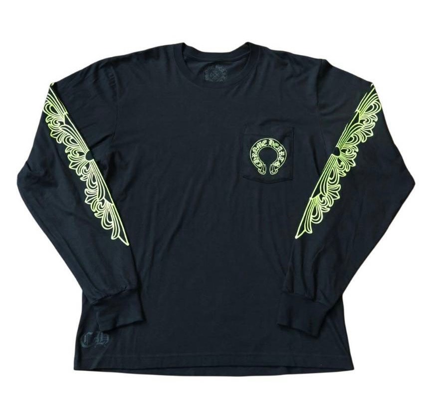 Chrome Hearts Horse Shoe L/S T-Shirt "Black/Neon Yellow"