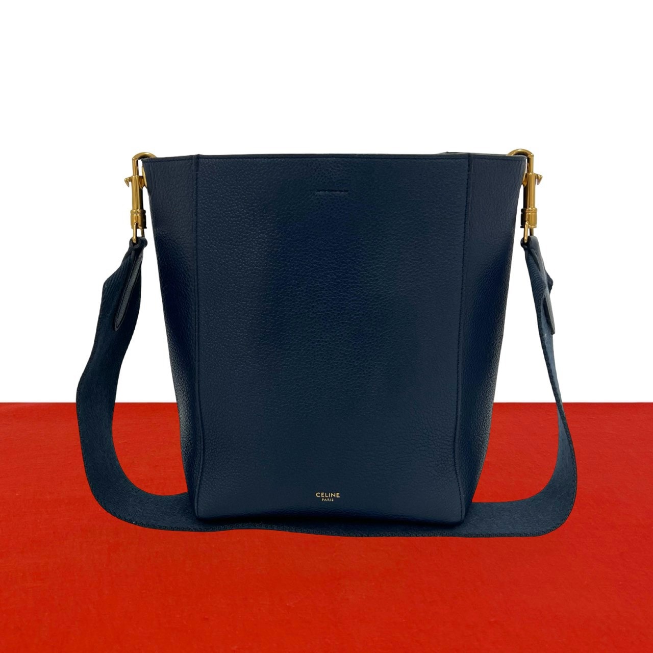 CELINE セリーヌ サングルバケット スモール レザー ショルダーバッグ ネイビー
 27301